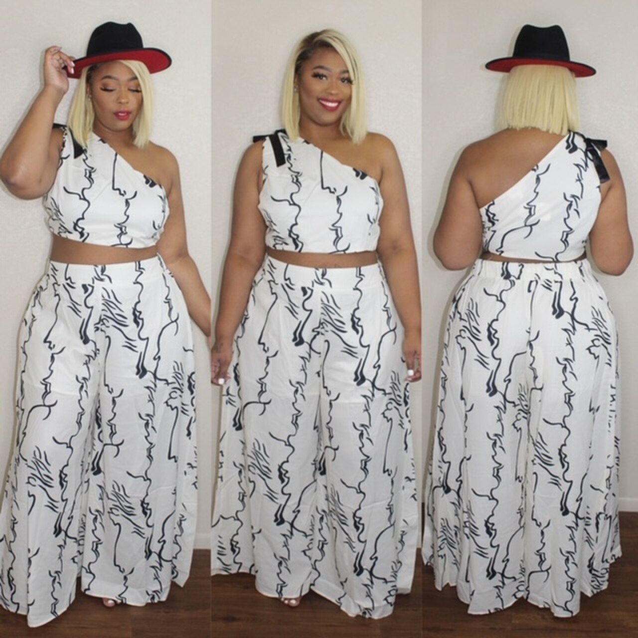 Plus Size Chiffon Two Piece Sets Womens Designer Strapless Floral Tops And Wide Legging Pants Fashion Women 2pcs Outfit Clothing, Black
Plus Size Chiffon Two Piece Sets Womens Designer Strapless Floral Tops And Wide Legging Pants Fashion Women 2pcs Outfit Clothing, Black