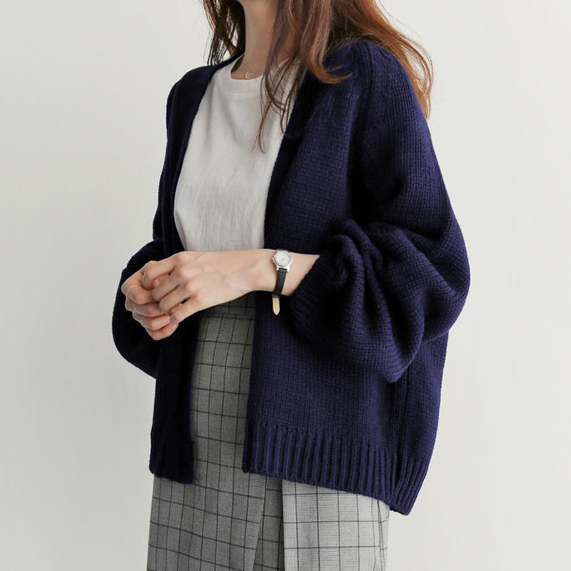 Casual Open Stitch sweater Solid Knitting Outwear Female Cardigan Women's Korean Loose Sweater Women Coat 6341 95 210506