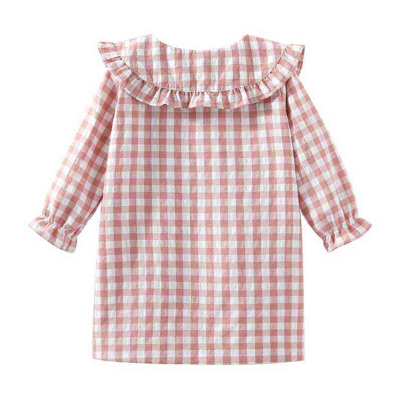 Mudkingdom Ruffle Collar Girls Nightgowns Plaid Long Sleeve Toddler Pajamas Dress Peter Pan Cute Sleep Shirts Girl Homewear 211105
