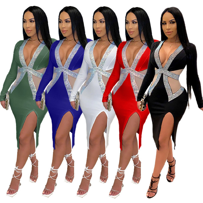 Womens Plus size Dresses Sexy Hollow Mesh Pachwork V Neck Split Women Night Club Party Bodycon Dress, Black
Womens Plus size Dresses Sexy Hollow Mesh Pachwork V Neck Split Women Night Club Party Bodycon Dress, Black
