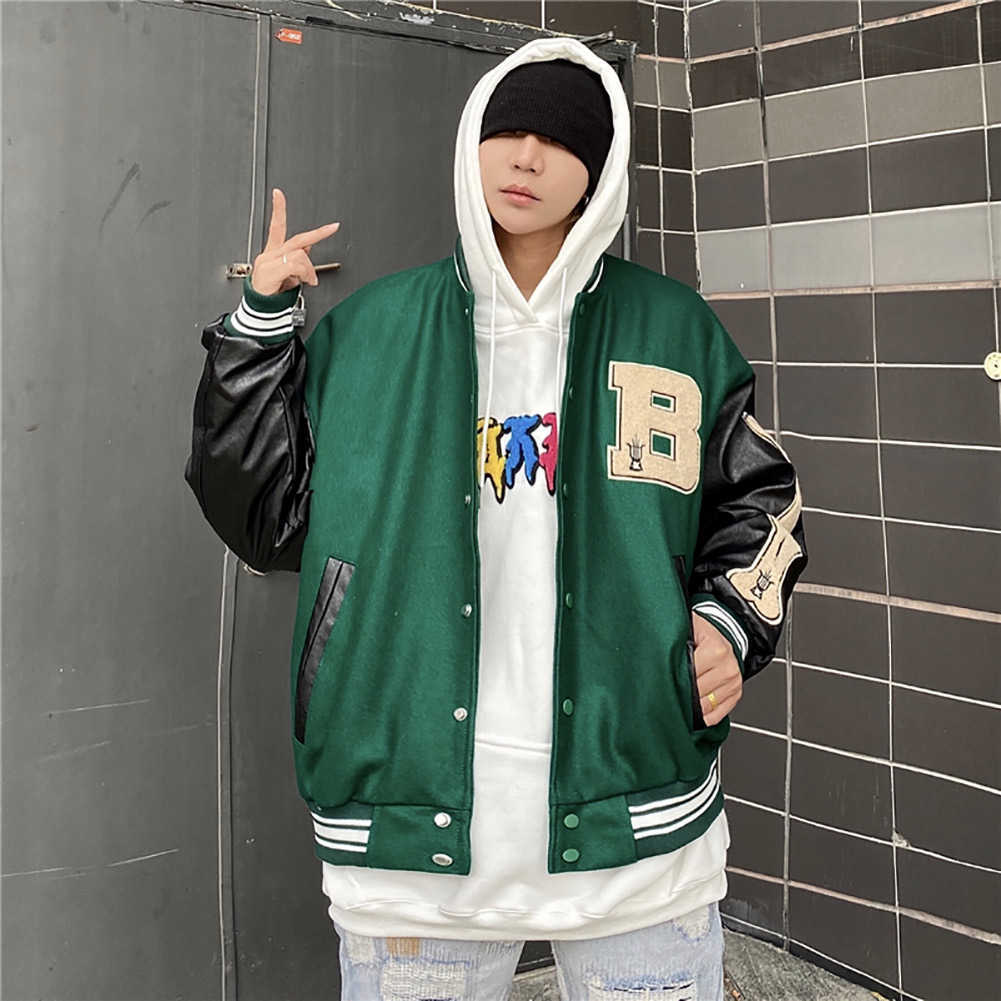 Spring Baseball Jackets coat Embroidery Letter Women Streetwear hip-hop Harajuku College Style Men Bomber Jacket 210923