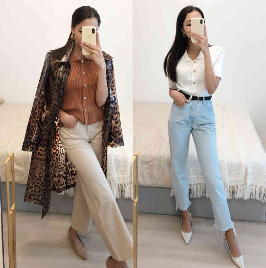 Summer Women Short Sleeve Collared Button Up Crop Top Buttons T-Shirt B-049 210406