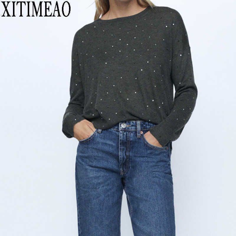 ZA Autumn Winter Women O Neck Drilling Sweaters Pullovers Warm Minimalist Solid Knit Shirt Lady Chic Tops 210602, Grey
ZA Autumn Winter Women O Neck Drilling Sweaters Pullovers Warm Minimalist Solid Knit Shirt Lady Chic Tops 210602, Grey