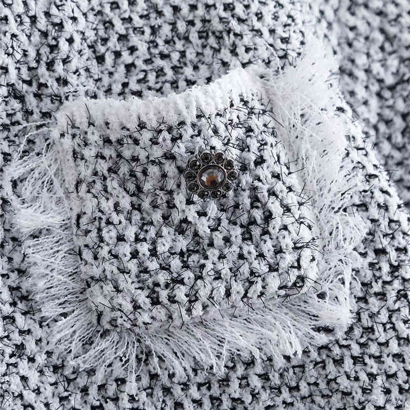 Evfer Women Fashion Tweed Solid Autumn Short Outwear Female Elegant Jewelry Button Long Sleeve Pockets Jackets Coats Chic 210421