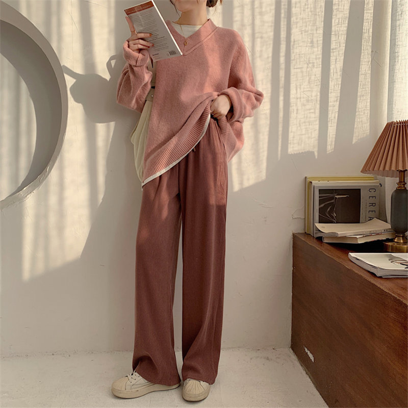 Minimalist High Waist Straight Casual Trousers Elegant Women Slim Brief Stretwear Loose Solid Female Pants 210421
