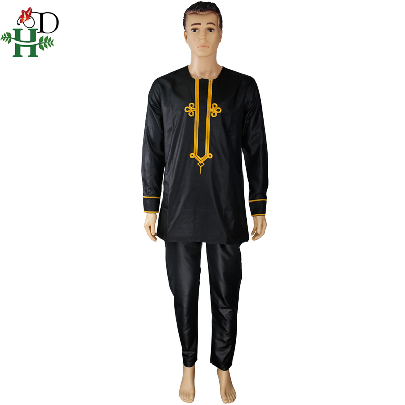 HD dashiki mens top pant 2 pieces set african men clothes african embroidered clothing for men dashiki shirt with trouser 210408