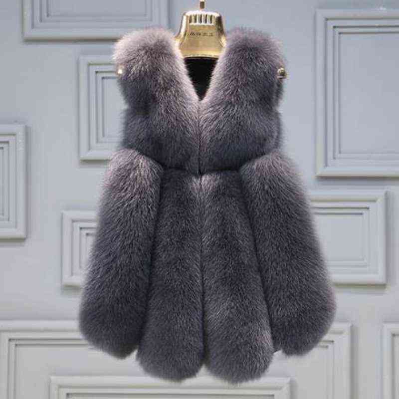 Women's Vests Winter Fur Coat Oversized Sleeveless Jacket Female Warm Fashion Casual Artificial 211120
