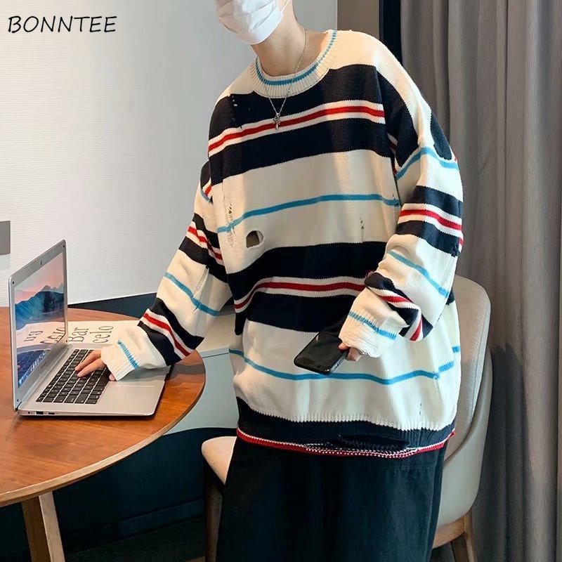 Men's Sweaters Men Pullovers Hole Personality Striped Round Neck Harajuku Panelled Loose Couple Fashion Knitted Streetwear Hipsters BF, White;black
Men's Sweaters Men Pullovers Hole Personality Striped Round Neck Harajuku Panelled Loose Couple Fashion Knitted Streetwear Hipsters BF, White;black