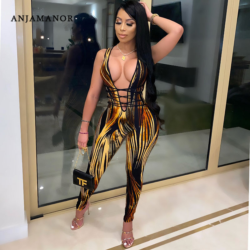 ANJAMANOR Sexy Deep V Neck One Piece Jumpsuit Women Clothing Party Club Outfits Printed Bodycon Rompers Dropshipping D6-CD27, Yellow
ANJAMANOR Sexy Deep V Neck One Piece Jumpsuit Women Clothing Party Club Outfits Printed Bodycon Rompers Dropshipping D6-CD27, Yellow