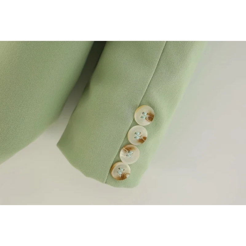 vintage women twill pattern jackets autumn green buttonfly ladies suits casual female coats fashion girls jacket 210430