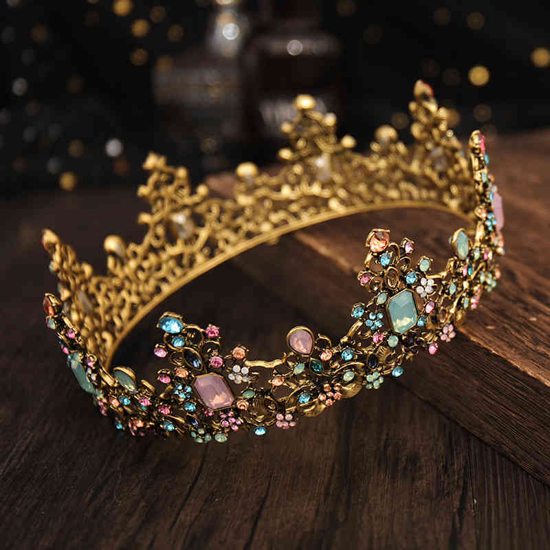 Wedding Hair Jewelry Accessories Color Full Circle Bride's Grand Crown Headdress Show Performance