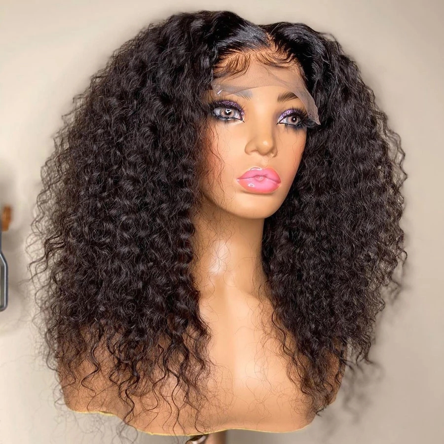 Kinky Curly Short Bob Black Color Lace Front Wigs Natural Hairline For Women With Baby Hair Heat Reissistant Daily Wear
