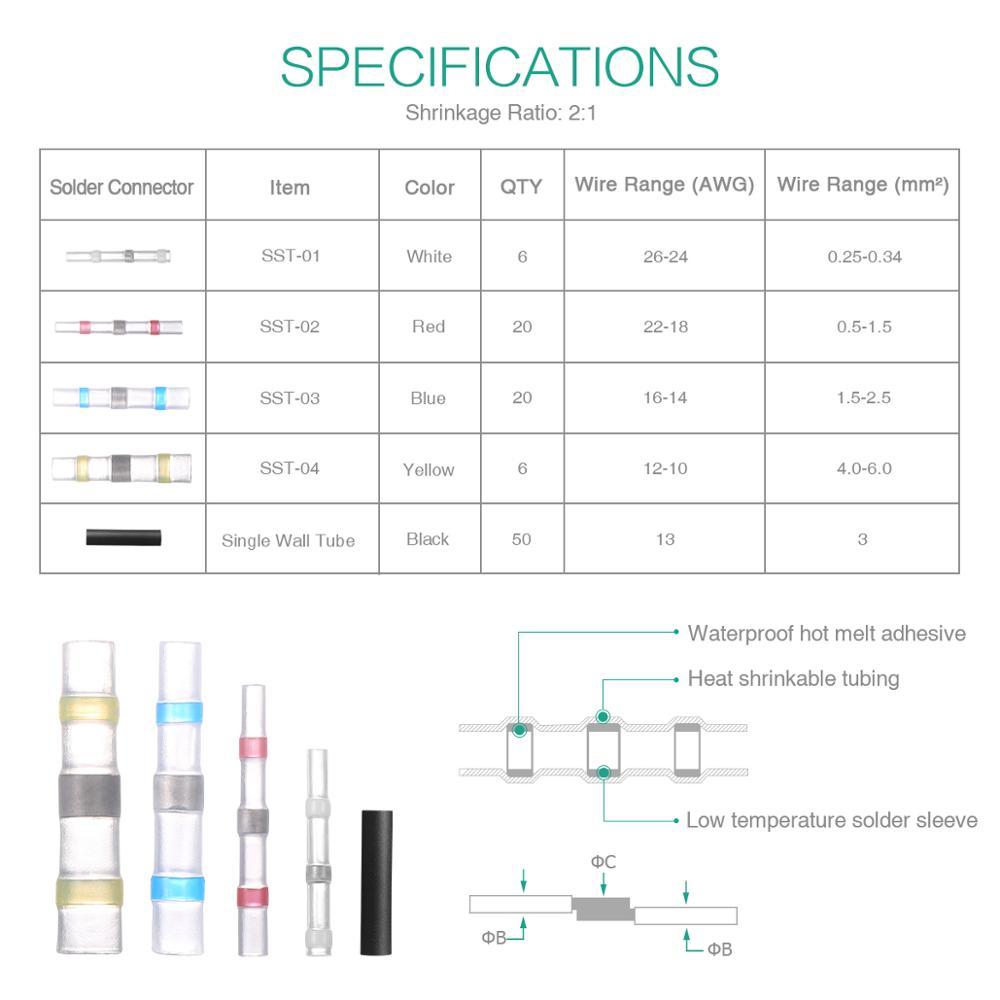 ORIGIN Seal 102pcs Connector Warm Dissipators Terminal Wire Encryption Electric Wire Isolated Solda Water Kit Connector