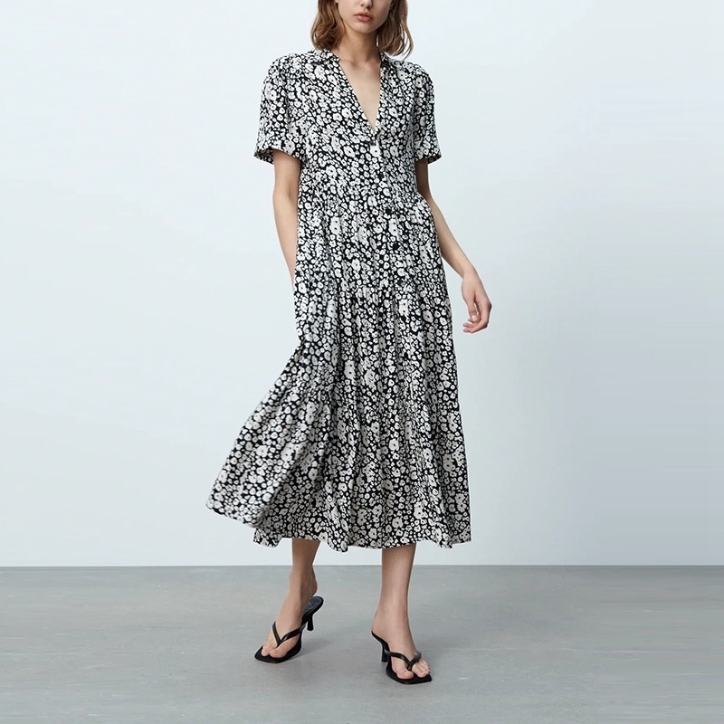 Women Casual Loose Floal Street wear Dresses Summer Short Sleeve Turn Down Collar Midi Beach Dress Vacation 210525, Black
Women Casual Loose Floal Street wear Dresses Summer Short Sleeve Turn Down Collar Midi Beach Dress Vacation 210525, Black