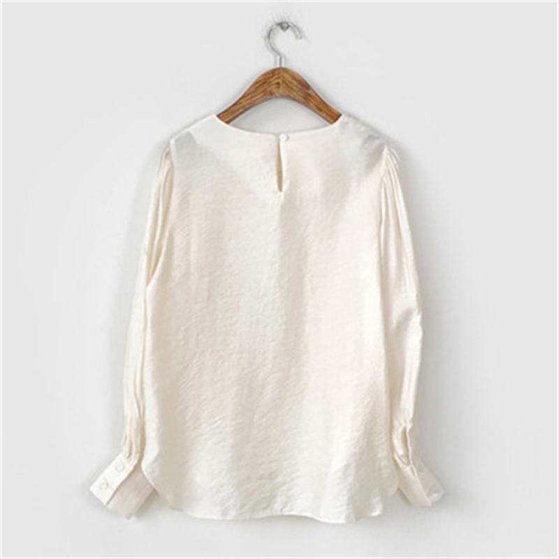 Nomikuma Causal Solid O-neck Women Pullover Blouse Korean Puff Long Sleeve Shirt Spring New Elegant Blusas Mujer 6E053 210427