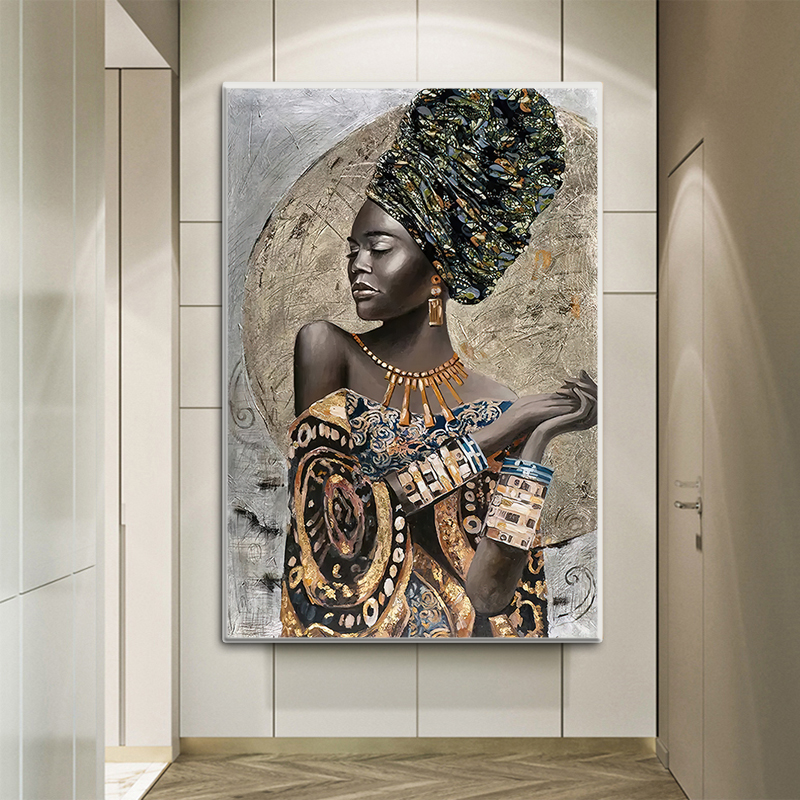 African Black Woman Abstract Art Posters And Prints National Style Women Canvas Paintings Pictures for Living Room Wall Decor