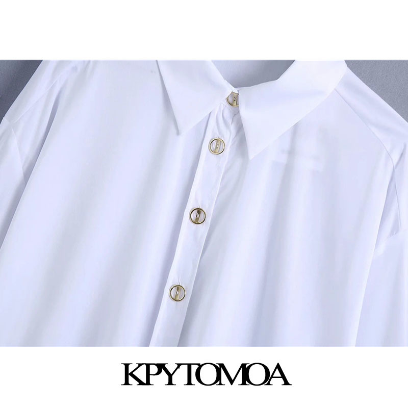 Women Fashion With Buttons Oversized Blouses Lapel Collar Long Cuffed Sleeve Female Shirts Chic Tops 210420