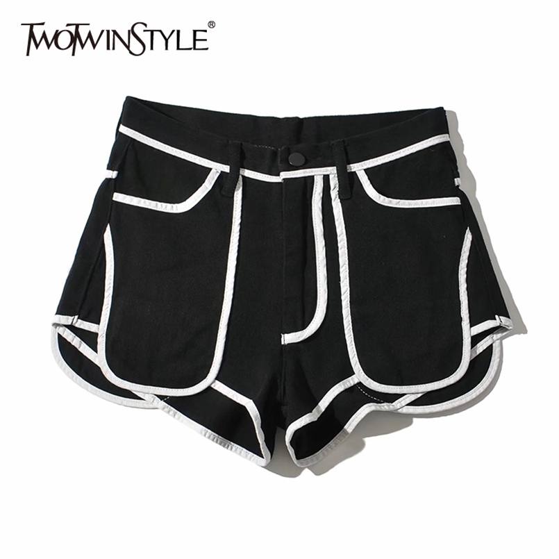 Hit Color Patchwork Pocket Short For Women High Waist Casual Denim Shorts Female Fashion Clothing Summer 210521, Blue
Hit Color Patchwork Pocket Short For Women High Waist Casual Denim Shorts Female Fashion Clothing Summer 210521, Blue