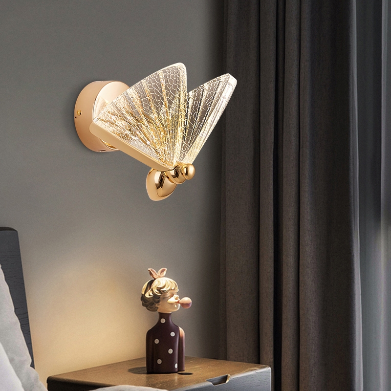 Butterfly Wall Lamp Nordic Indoor Lighting Modern Light Staircase Bedside Bedroom Background Decoration LED Wall Lamps