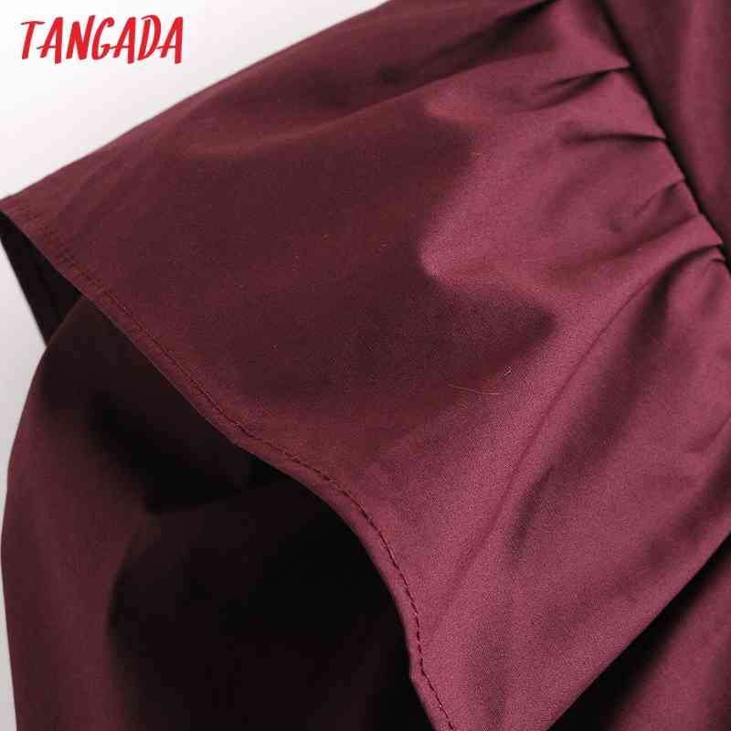Women Retro Wine Red Ruffles Crop Bow Short Sleeve Summer Chic Female Shirt Tops 3W138 210416
