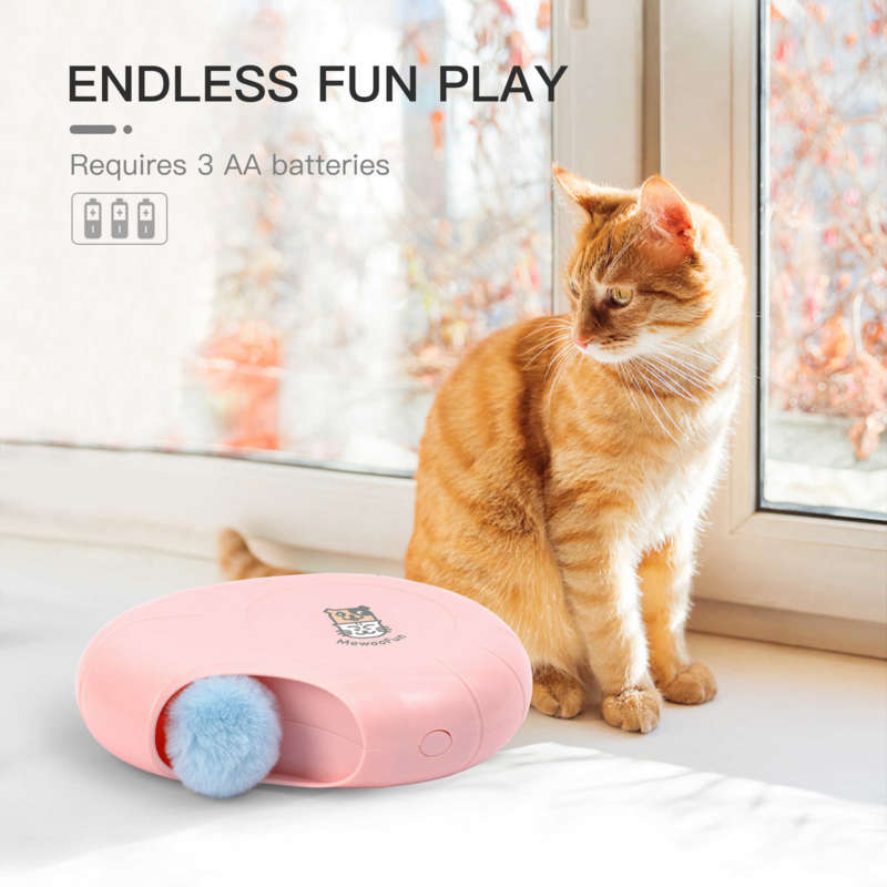 Mewoofun Cat Smart Teasing Stick Electric Toy Crazy Game Conch Shape Cat Catching Mouse Automatic Pink Pet Self Play Toys 210929