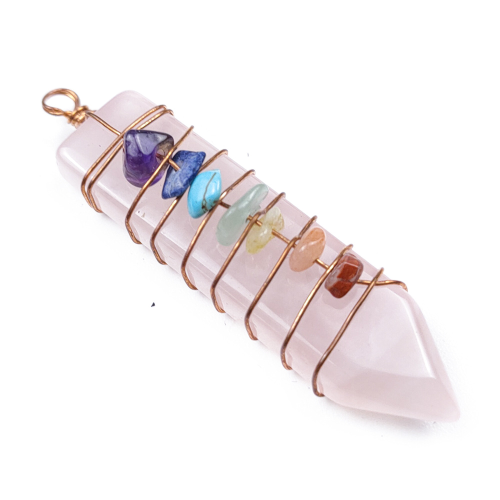 Arrowhead Chakra Reiki Healing Pendulums Charms Natural Stones Pendant Amulet Crystal Hexagonal for Men Women necklace Jewelry Making