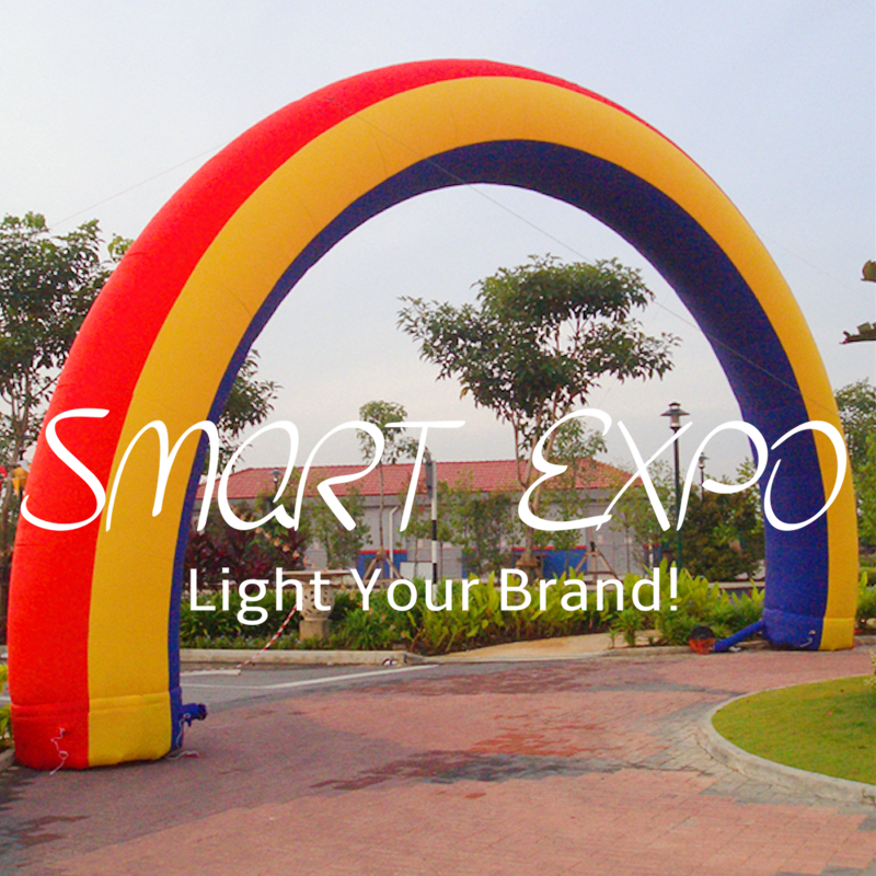 Custom Inflatable Archway 0.75xW8xH4m Rainbow Arch Promotion Stand with Full Printing and Blower
