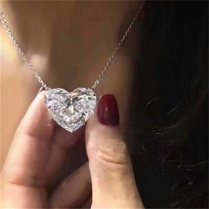 2021 Heart Cut 6ct Lab Diamond Jewelry set 925 Sterling Silver Party Wedding Rings Necklace For Women Bridal Moissanite Jewelry