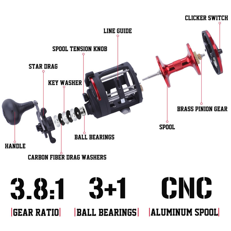 Sougayilang Drum Fishing Reel Left/Right Hand 3+1BB Casting Sea Large Line Capacity Trolling Baitcasting 220304