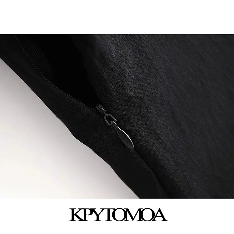 Women Chic Fashion Ruffled Black Mini Dress Long Sleeve Side Zipper Female Dresses Vestidos Mujer 210420