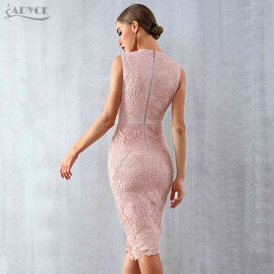 Summer Women Bandage Dress Vestidos Tank Sexy Lace Mesh Sleeveless Bodycon Clubwears Celebrity Runway Party 210423