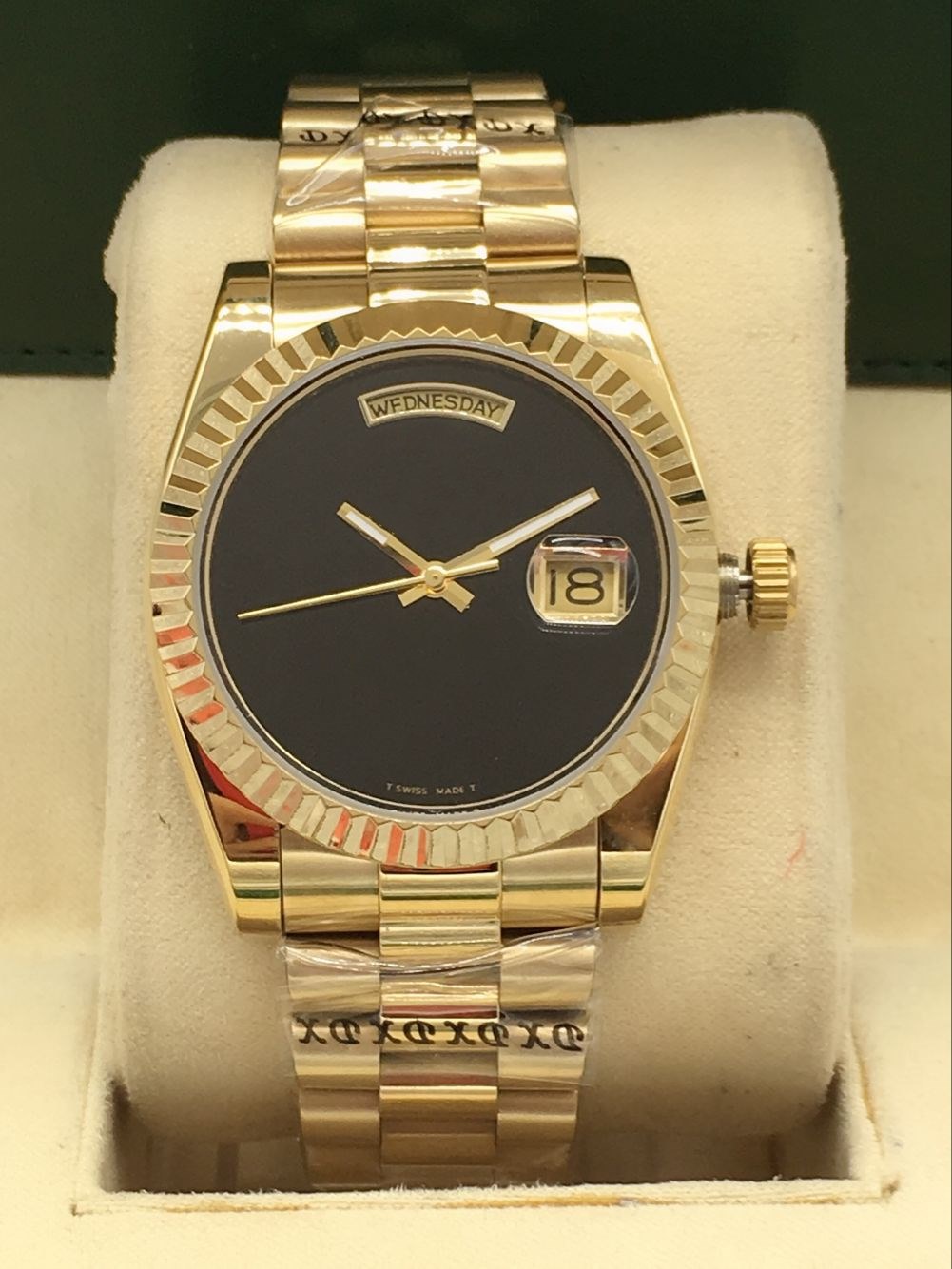 Fashion Mens Automatic Movement Watch Full Stainless Steel 2813 Day Date Men Mechanical Watches Men's Wristwatch Diamond Bezel Daydate 41MM Male Watches, 1pcs screwdriver
Fashion Mens Automatic Movement Watch Full Stainless Steel 2813 Day Date Men Mechanical Watches Men's Wristwatch Diamond Bezel Daydate 41MM Male Watches, 1pcs screwdriver