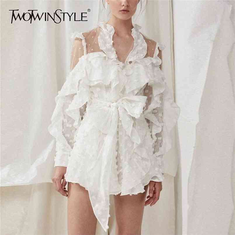 Perspective Ruuffle Jumpsuit For Women O Neck Long Sleeve Polka Dot Lace Bowknot Jumpsuits Female Spring 210521, White
Perspective Ruuffle Jumpsuit For Women O Neck Long Sleeve Polka Dot Lace Bowknot Jumpsuits Female Spring 210521, White