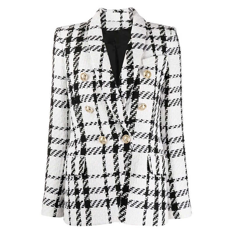 HIGH QUALITY est Designer Blazer Women' Shawl Collar Double Breasted Lion Buttons Plaid Tweed Jacket 210526, Beige
HIGH QUALITY est Designer Blazer Women' Shawl Collar Double Breasted Lion Buttons Plaid Tweed Jacket 210526, Beige