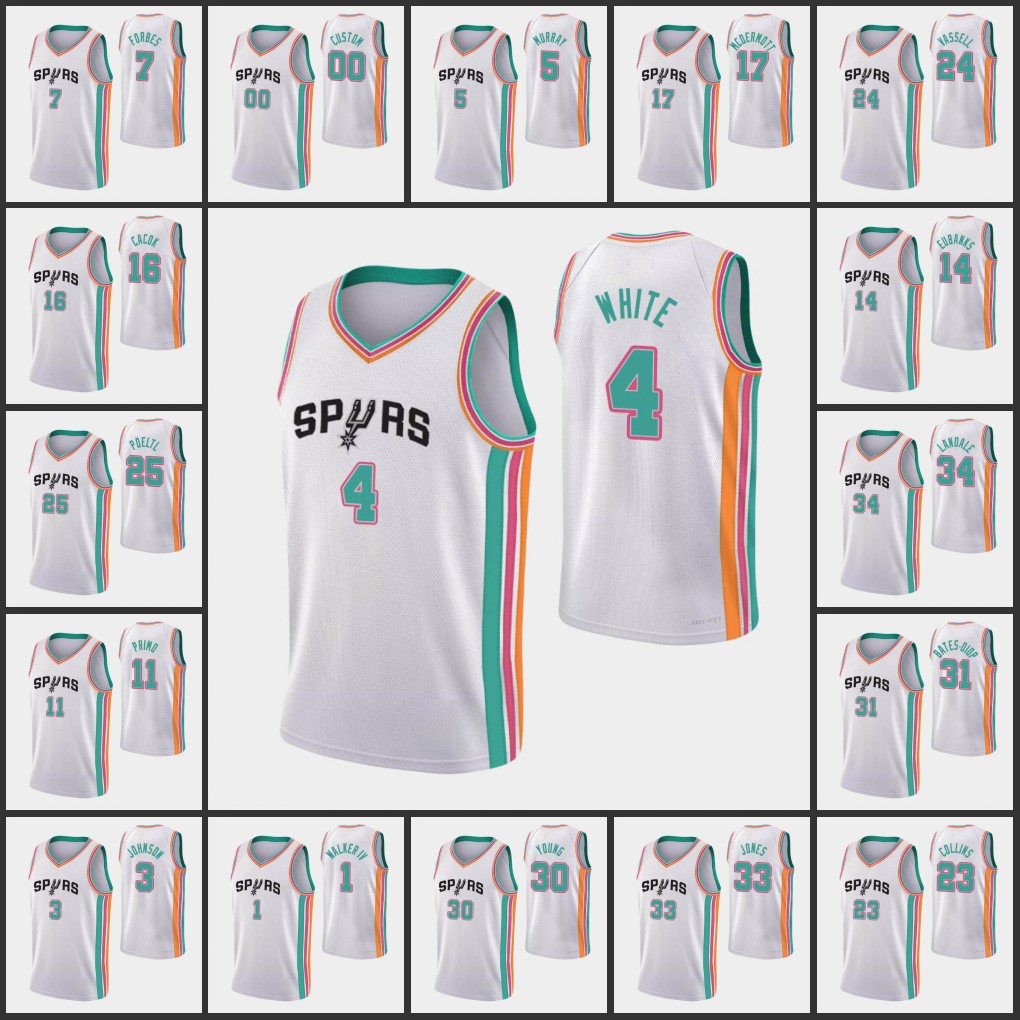 San AntonioSpursMen Dejounte Murray Derrick White Devin Vassell Bryn Forbes Jock Landale 75th AnniversaryCityEdition, Black
San AntonioSpursMen Dejounte Murray Derrick White Devin Vassell Bryn Forbes Jock Landale 75th AnniversaryCityEdition, Black