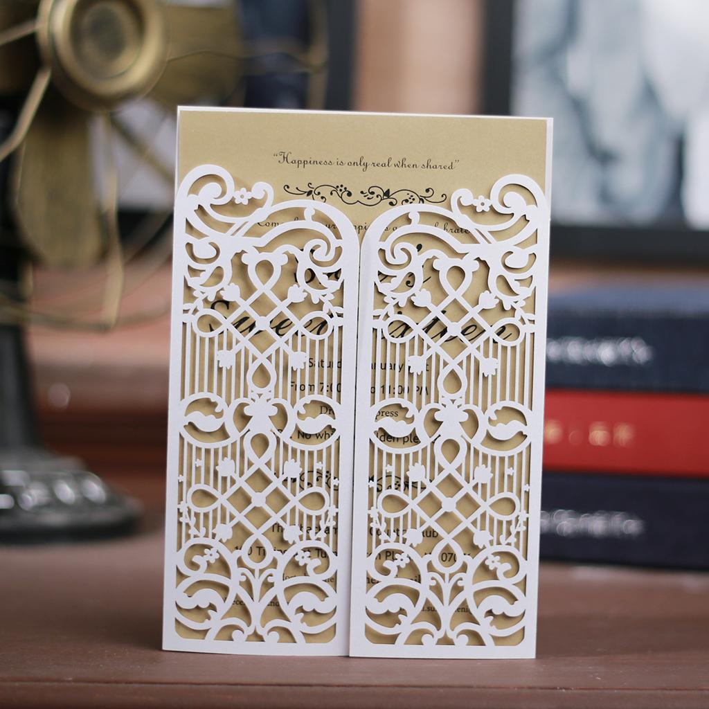 2021 Laser Cut Wedding Invitations OEM in 41 Colors Customized Hollow With Folded Gates Personalized Wedding Invitation Cards