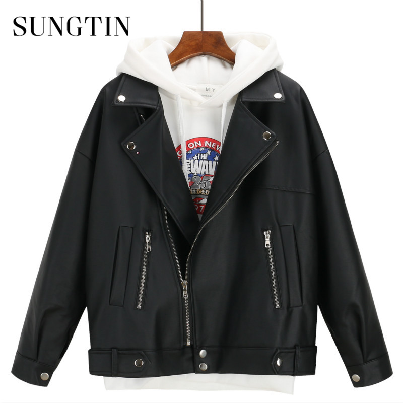 Sungtin Soft Loose Faux Leather Jacket Women Black Biker Motorcycle Coat Autumn Winter PU Short Streetwear Punk Boyfriend Style
Sungtin Soft Loose Faux Leather Jacket Women Black Biker Motorcycle Coat Autumn Winter PU Short Streetwear Punk Boyfriend Style