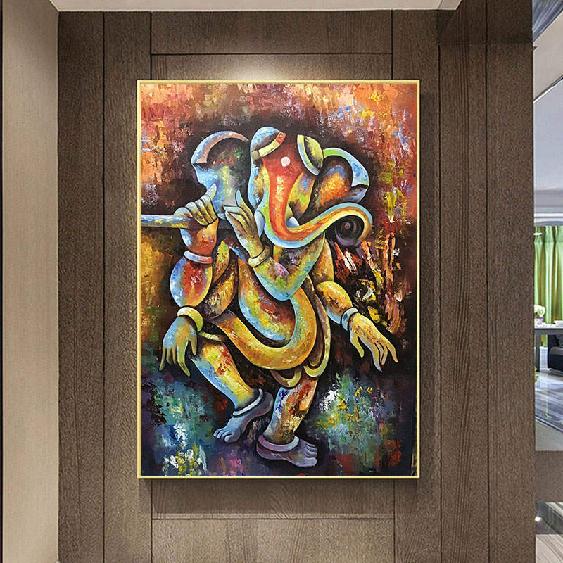 Abstract Elephants Canvas Painting Elephant God Paintings Hindu God Posters Ganesha Poster for Living Room Decor Wall Art Quadro