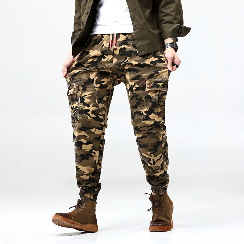 Mens Ankle Legth Pants Camouflage Hip Hop Streetwear Jogger Male Trousers Large Sizes 6xl 5xl 7XL Fashion Black Cargo Camo Pants 210518