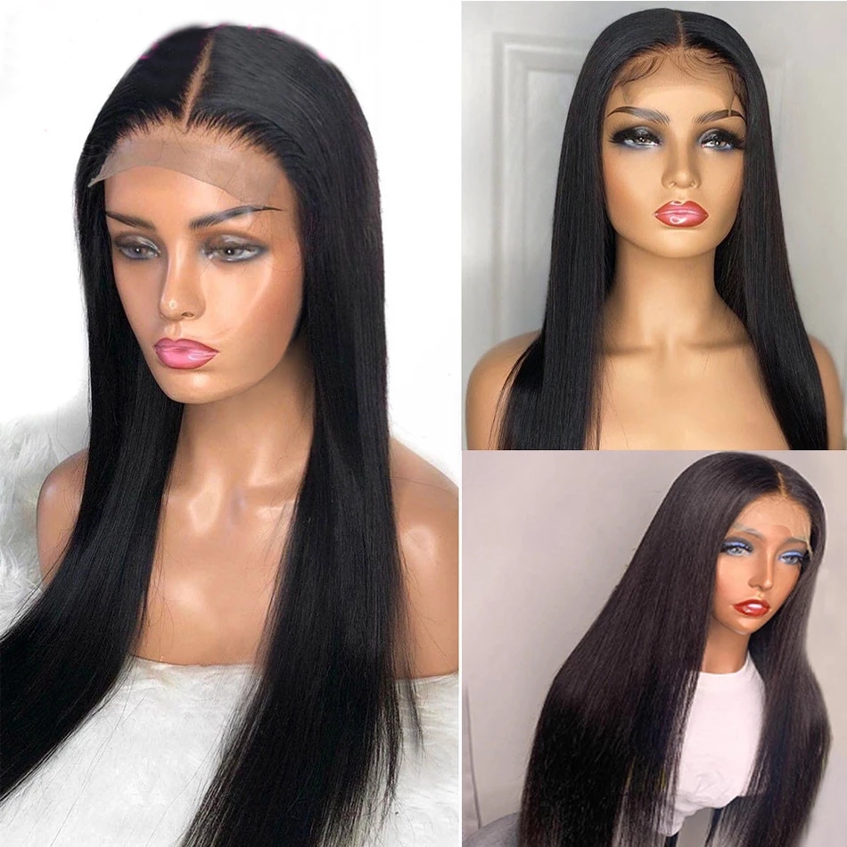 Free shipping Long Brazilian Straight 360 Lace Frontal Wig With Baby Hair Glueless 180% 13X4 Transparent Synthetic Wigs For Black Women