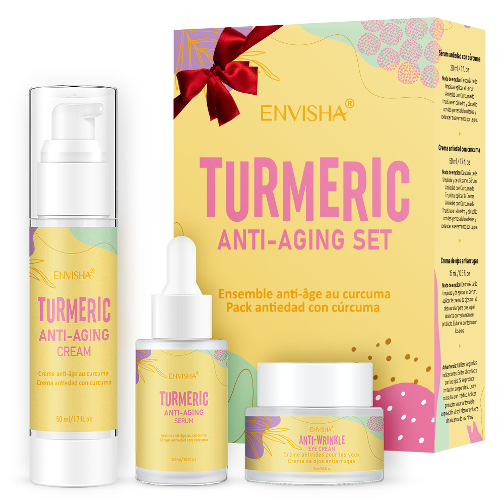 

Face Skin Care Set Turmeric Anti-aging Wrinkle Essence Whitening Cream Hyaluronic Acid Serum Shrink Pores Moisturizing