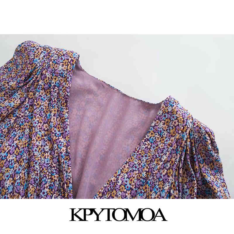 Women Chic Fashion With Shoulder Pads Printed Mini Dress Short Sleeve Back Elastic Female Dresses Mujer 210420