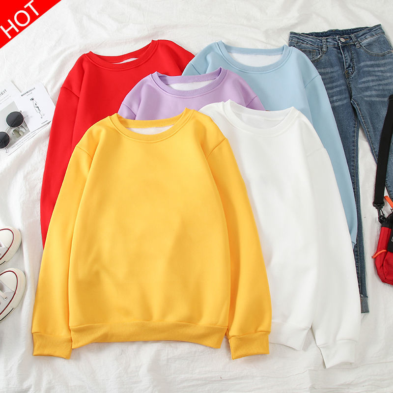 Autumn Winter Solid Hoodies Women Casual O Neck Long Sleeve Thicken Warm Sweatshirts Korean Black Loose Female Plus Size 210522