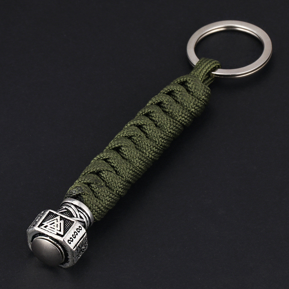 Fashion Vikings Rune Hand Woven Keychain Outdoor Camping Survival Rope Accessories Car Keyring Scandinavian Norse Male Jewelry
