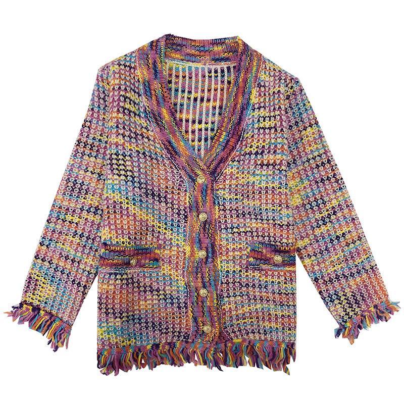 Women's Knits & Tees High Qaulity Color Striped Fringe V-Neck Knitted Cardigan 2021 Autumn Winter Fashion Oversize Luxury Gold Button Sweate, White
Women's Knits & Tees High Qaulity Color Striped Fringe V-Neck Knitted Cardigan 2021 Autumn Winter Fashion Oversize Luxury Gold Button Sweate, White