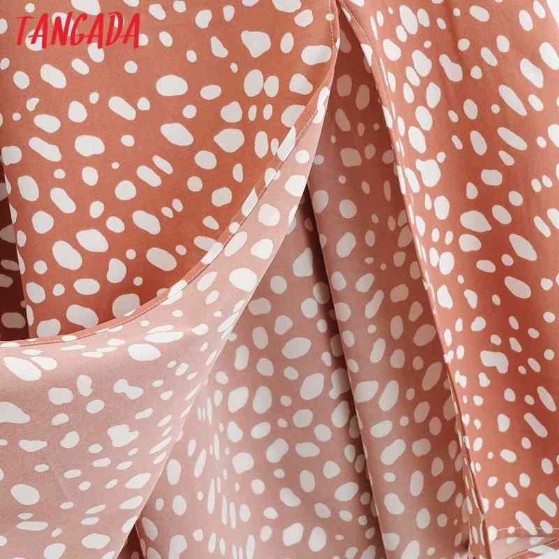Summer Women Dots Print French Style Puff Short Sleeve Ladies Midi Dress Vestidos 1F83 210416