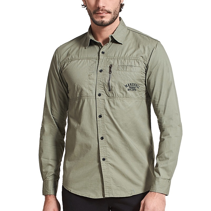 Military Shirt Mens American Military Uniform Army Shirt Long Sleeves with Collar Button Dress Shirt Male Tops Green Blue Khaki 210518