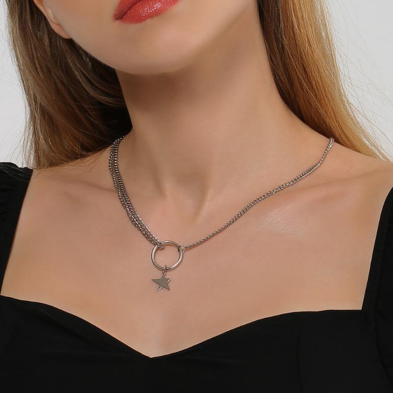 Pendant Necklaces Vintage Silver-plated Star Choker Necklace Fashion Double Layer Chain Five-pointed For Women Jewelry Colar A44
Pendant Necklaces Vintage Silver-plated Star Choker Necklace Fashion Double Layer Chain Five-pointed For Women Jewelry Colar A44