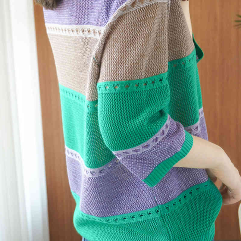 Lucyever Women's Autumn Winter Striped Sweater Colorful Patchwork Loose Pullovers Women Plus Size 3X Casual Knitwear Tops Jumper 210521wtt