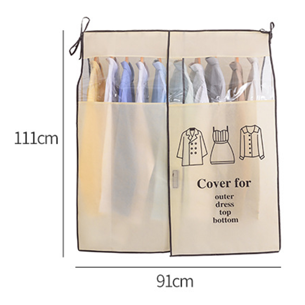 Clothes Hanging Dust Cover Dustproof Garment Rack Non-woven Clothing Hanging Garment Bag